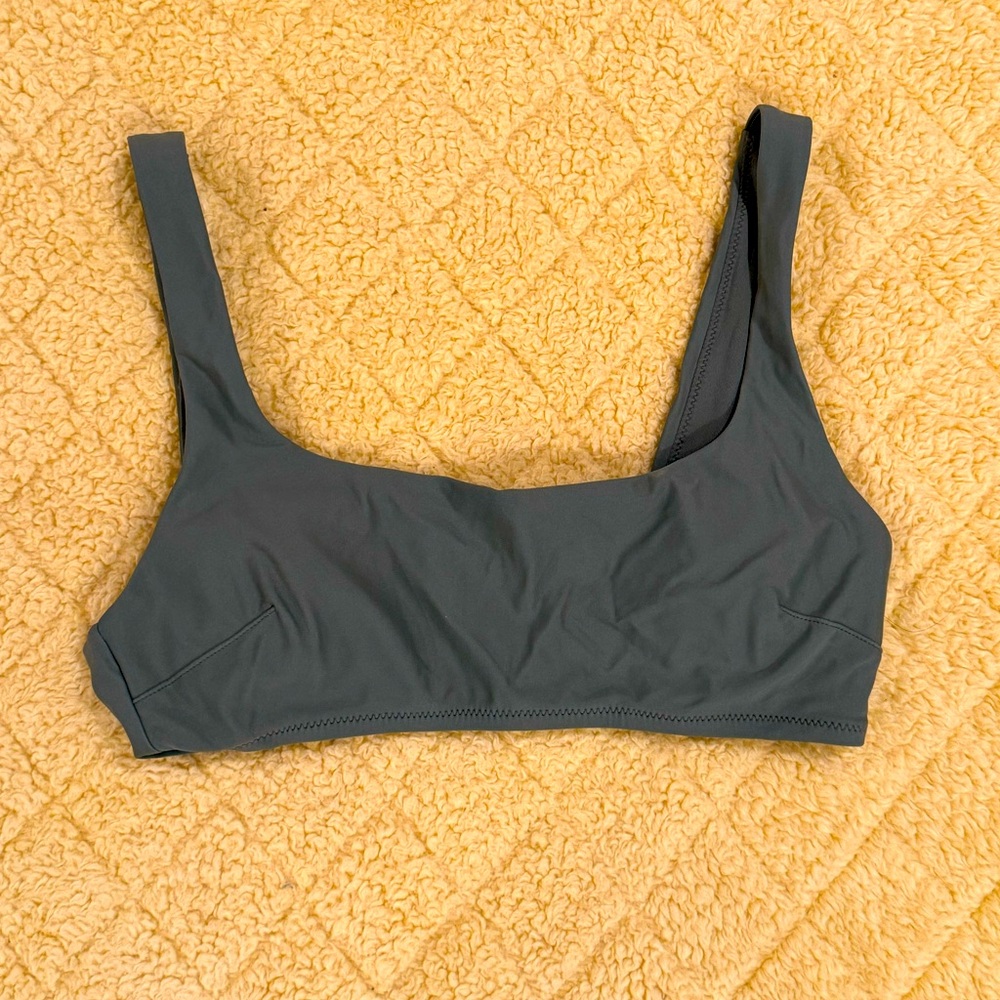 Aerie Wide Strap Scoop Bikini Top | Olive Fun Green | Women’s Small